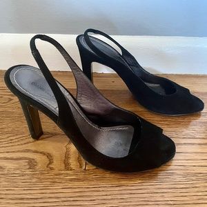 Diane Von Furstenberg Black Suede Slingback Heels